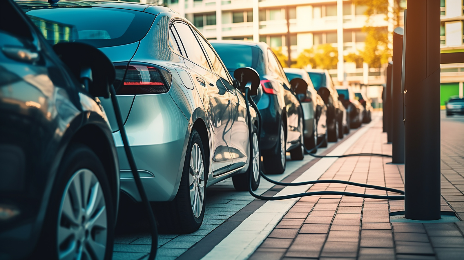 Multiple electric vehicles being charged